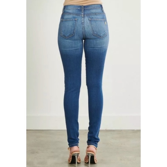 CLEARANCE Destroyed Ripped Mid Rise Stretch Skinny Jeans - Picture 6 of 8